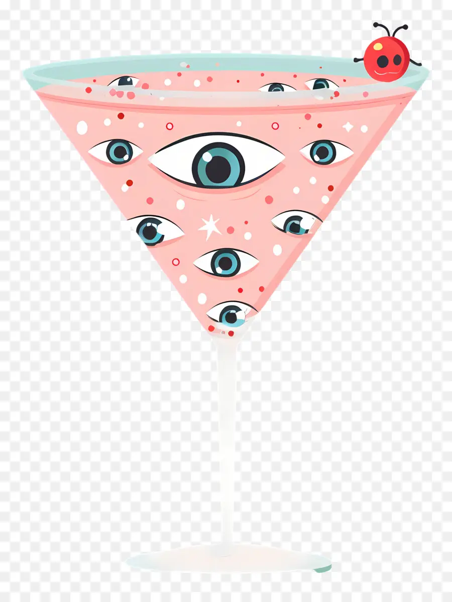 Cóctel De Halloween，Cóctel Rosa Con Ojos Y Mariquita PNG