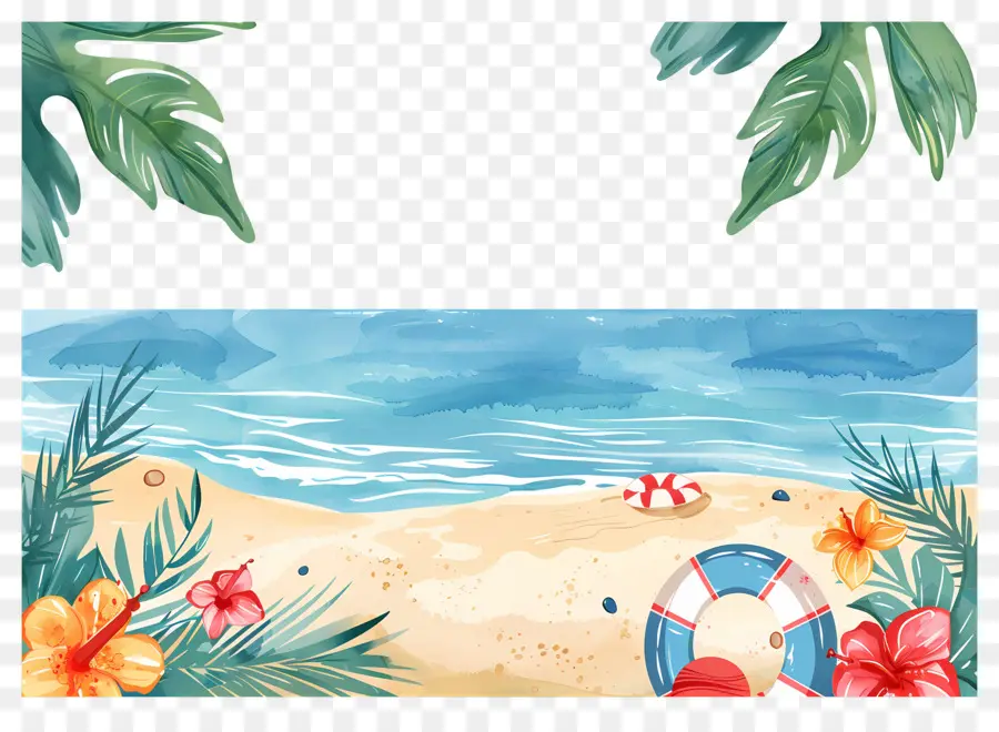 Fondo De Verano，Escena De Playa PNG