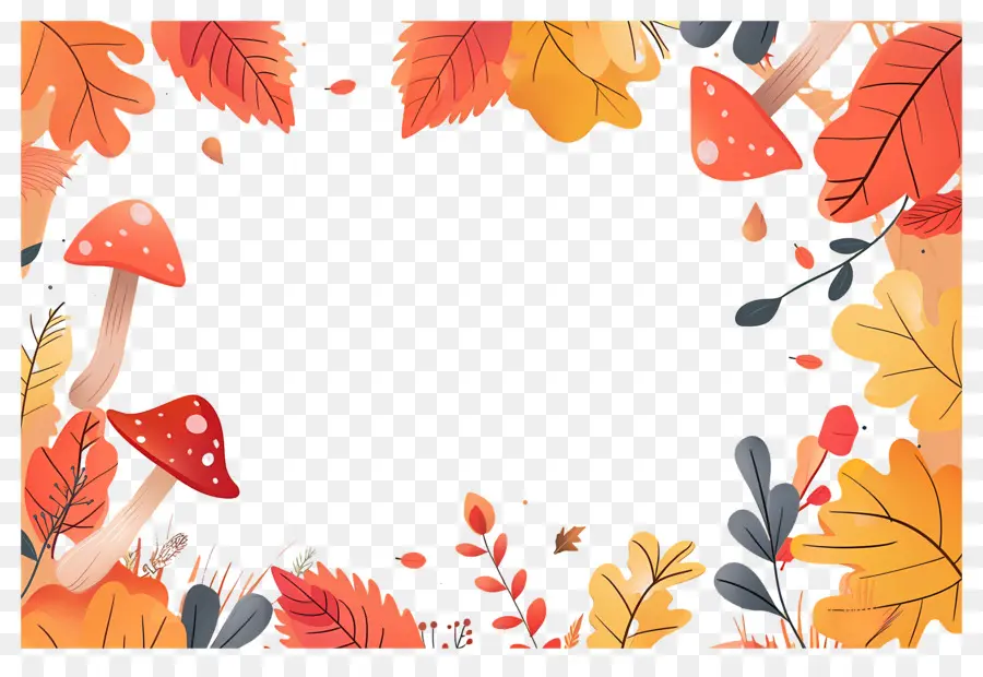 Fondo De Otoño，Setas Y Bellotas PNG