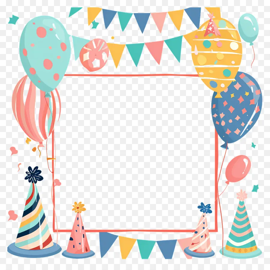 Fondo De Cumpleaños，Marco De Fiesta Con Globos PNG