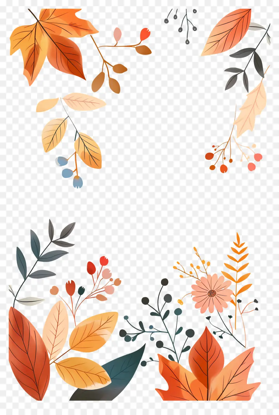 Fondo De Otoño，Hojas De Otoño Florales PNG