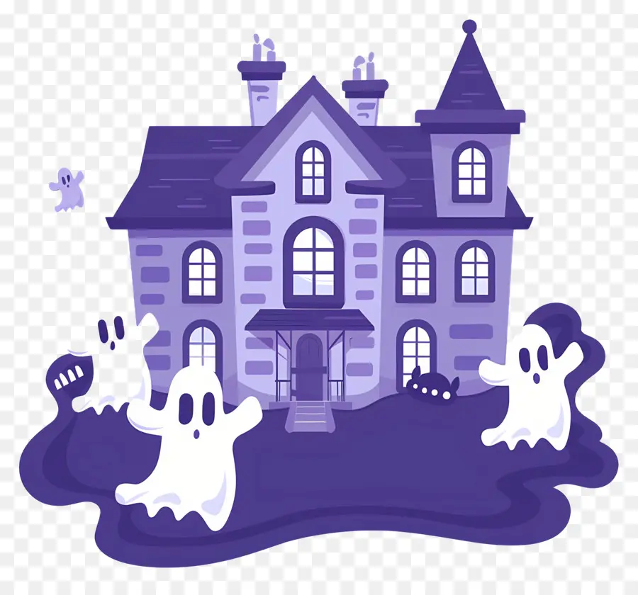 Ciudad De Halloween，Casa Embrujada Con Fantasma PNG