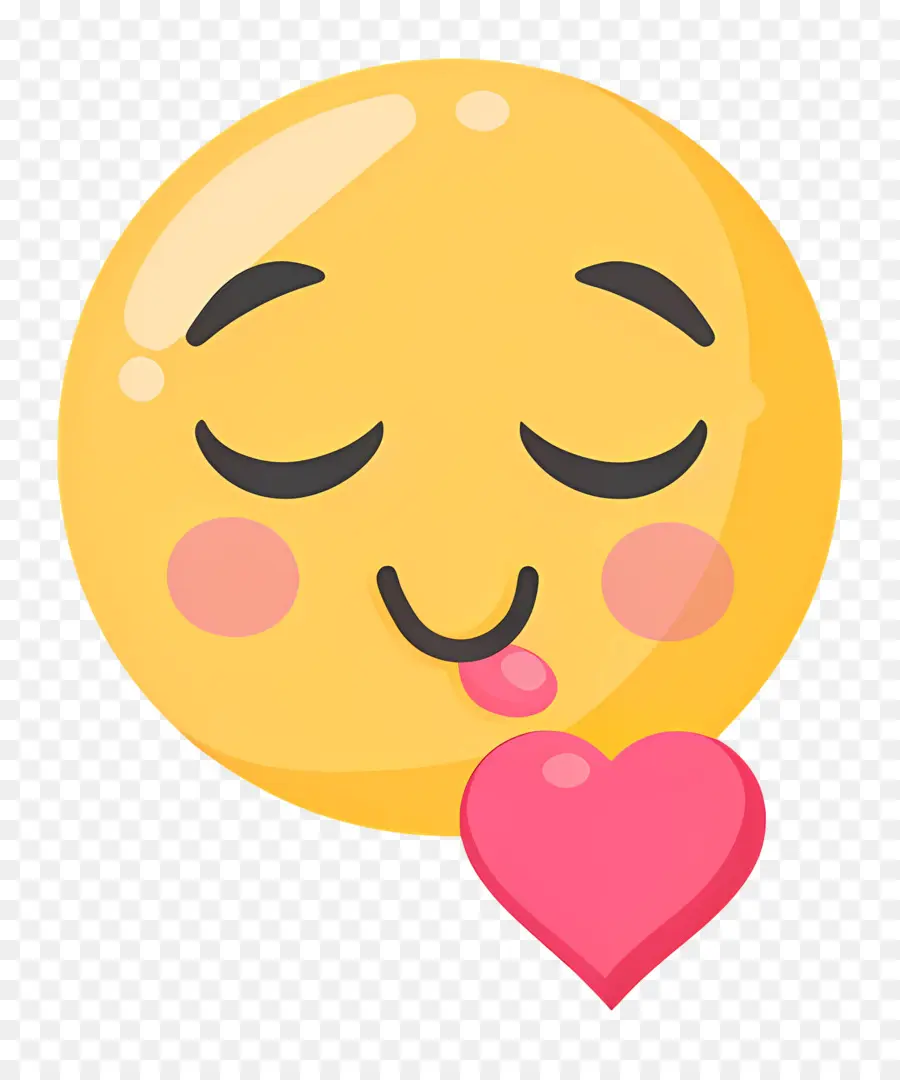 Beso Sonriente，Emoji Sonrojado Con Corazón PNG