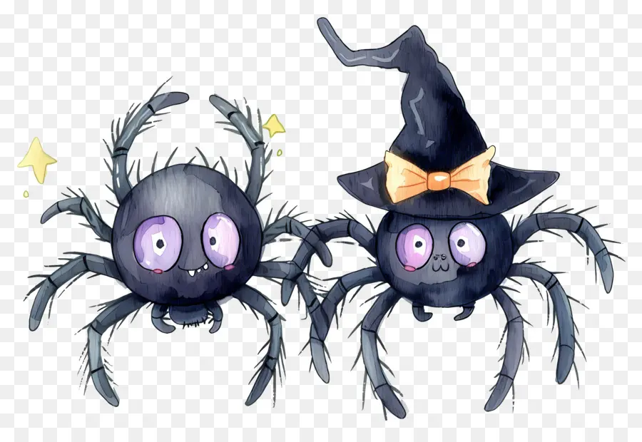 Arañas De Halloween，Arañas Con Sombrero PNG