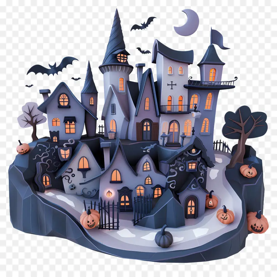 Ciudad De Halloween，Escena De Halloween PNG