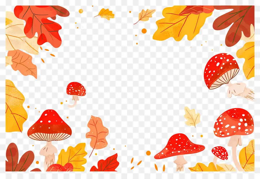 Fondo De Otoño，Setas Y Bellotas PNG