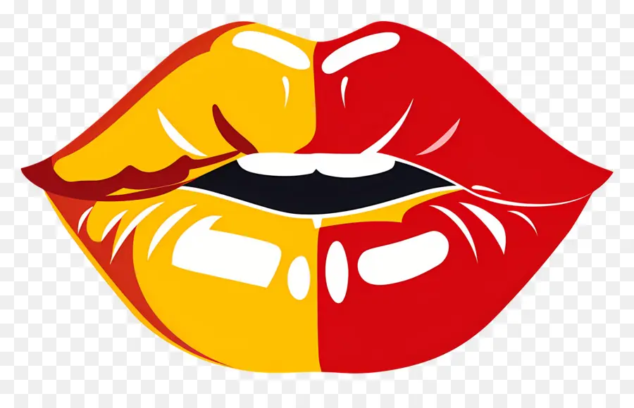 Marca De Beso，Labios Rojos Y Amarillos PNG