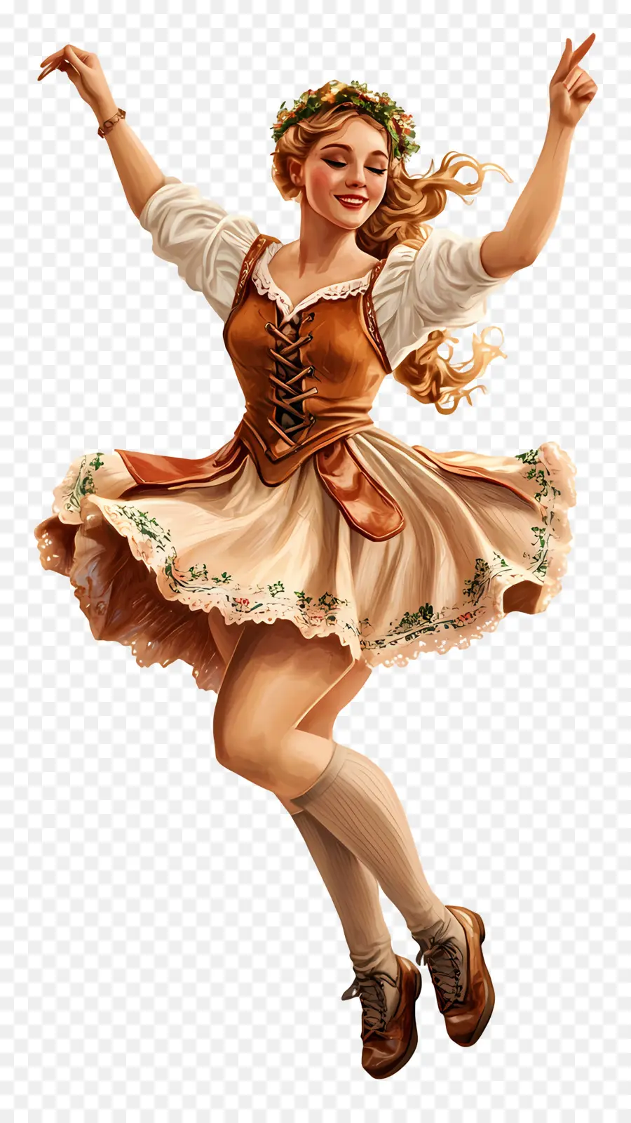 Bailarina Del Oktoberfest，Mujer En Traje Tradicional PNG