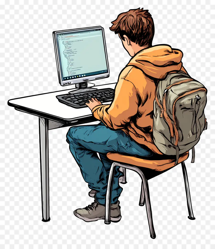 Estudiante De Informática，Persona Con Computadora PNG