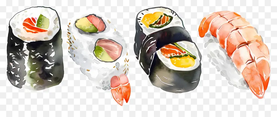 Sushi Acuarela，Sushi PNG