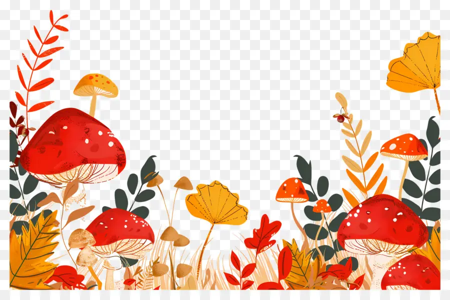 Fondo De Otoño，Hongos PNG