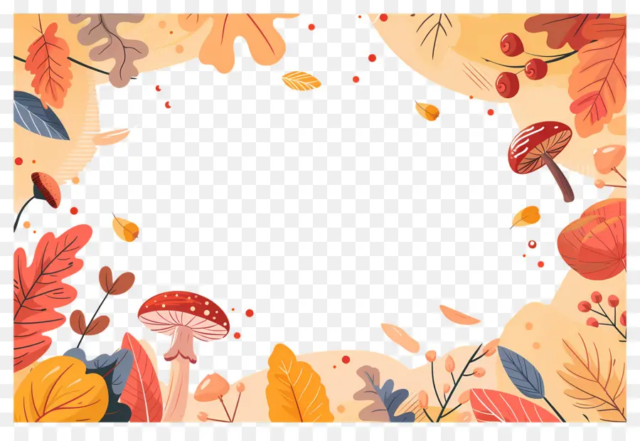 Fondo De Otoño，Setas Y Bellotas PNG