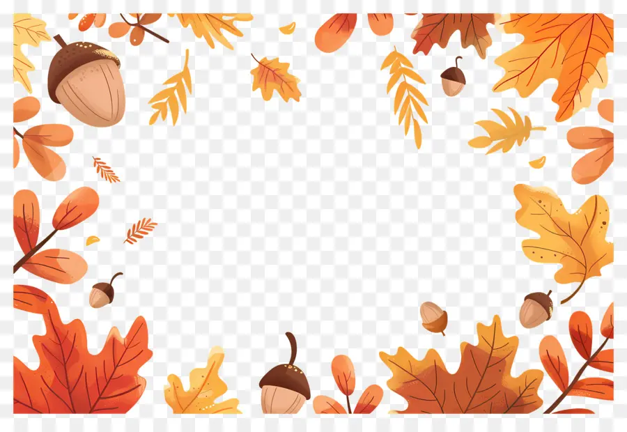 Fondo De Otoño，Setas Y Bellotas PNG