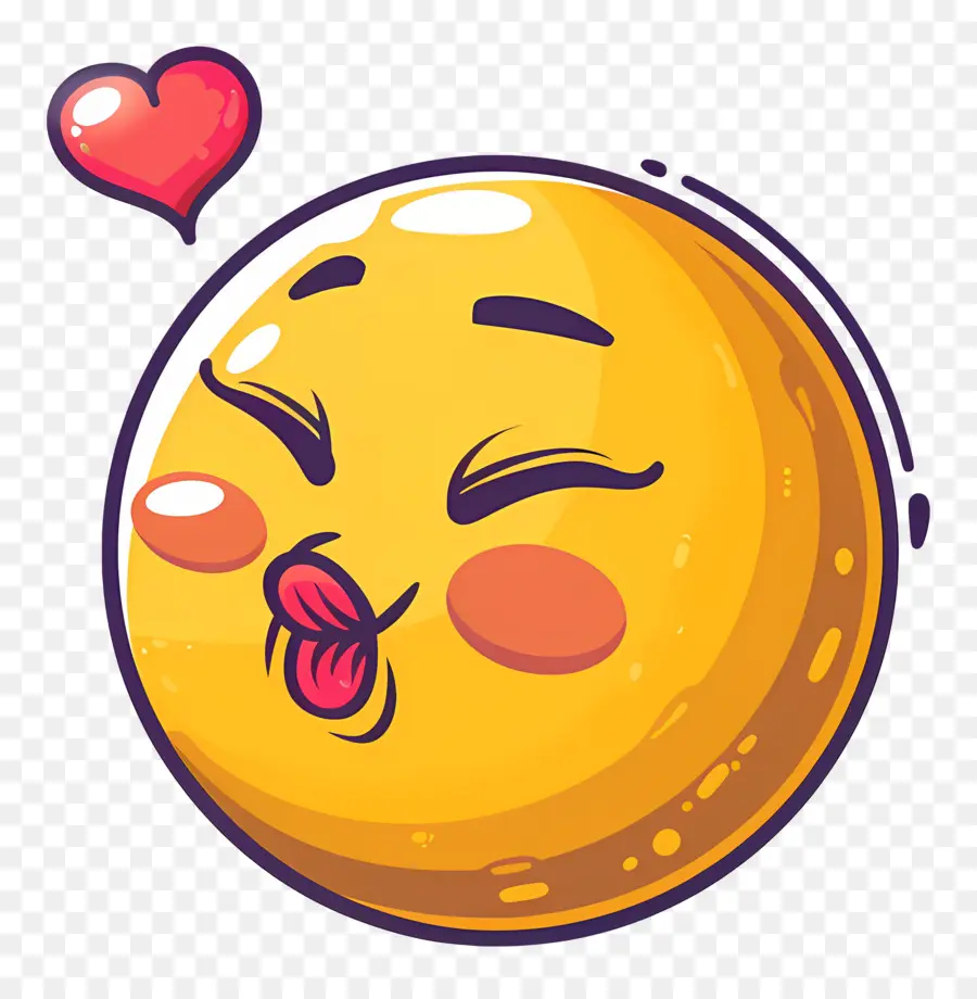 Beso Sonriente，Besando Emoji Con Corazón PNG