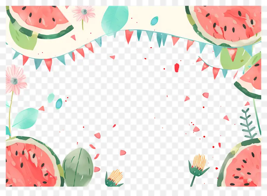 Fondo De Verano，Sandía Y Fresas PNG