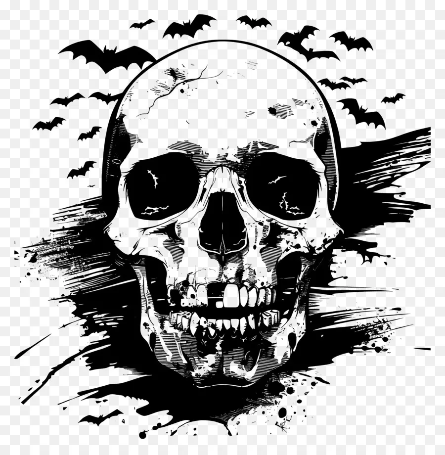 Silueta De Halloween，Calavera PNG