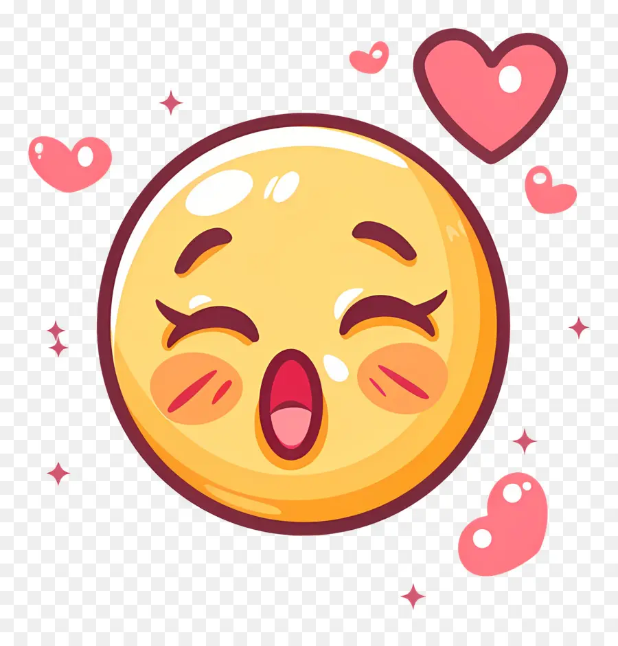 Beso Sonriente，Besando Emoji Con Corazón PNG