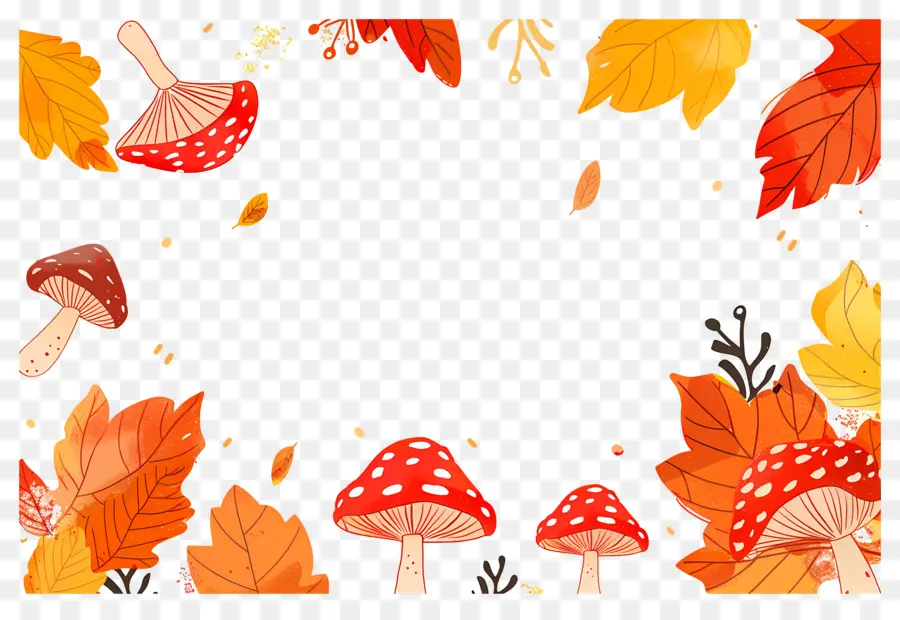 Fondo De Otoño，Setas Y Bellotas PNG