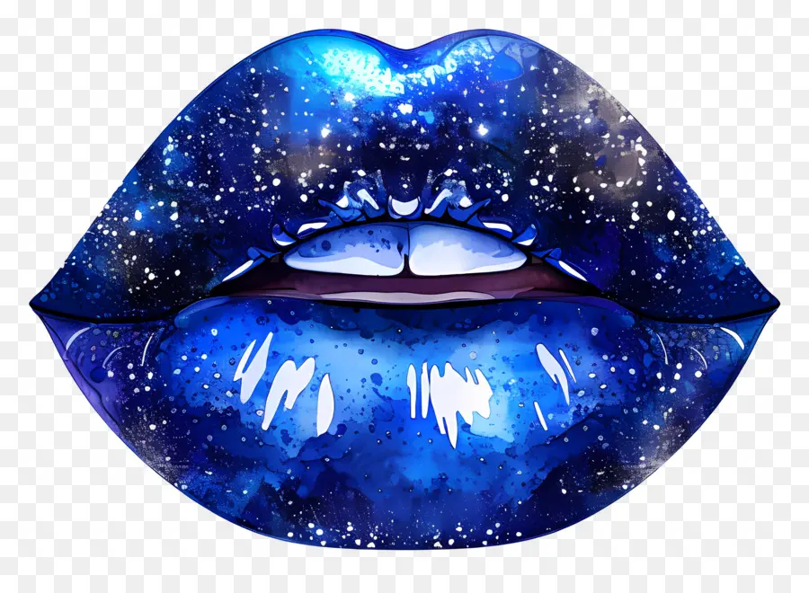 Beso Brillante，Labios Azules PNG