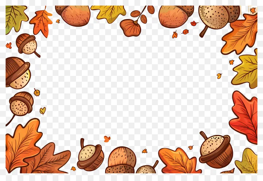 Fondo De Otoño，Hojas De Otoño Y Bellotas PNG