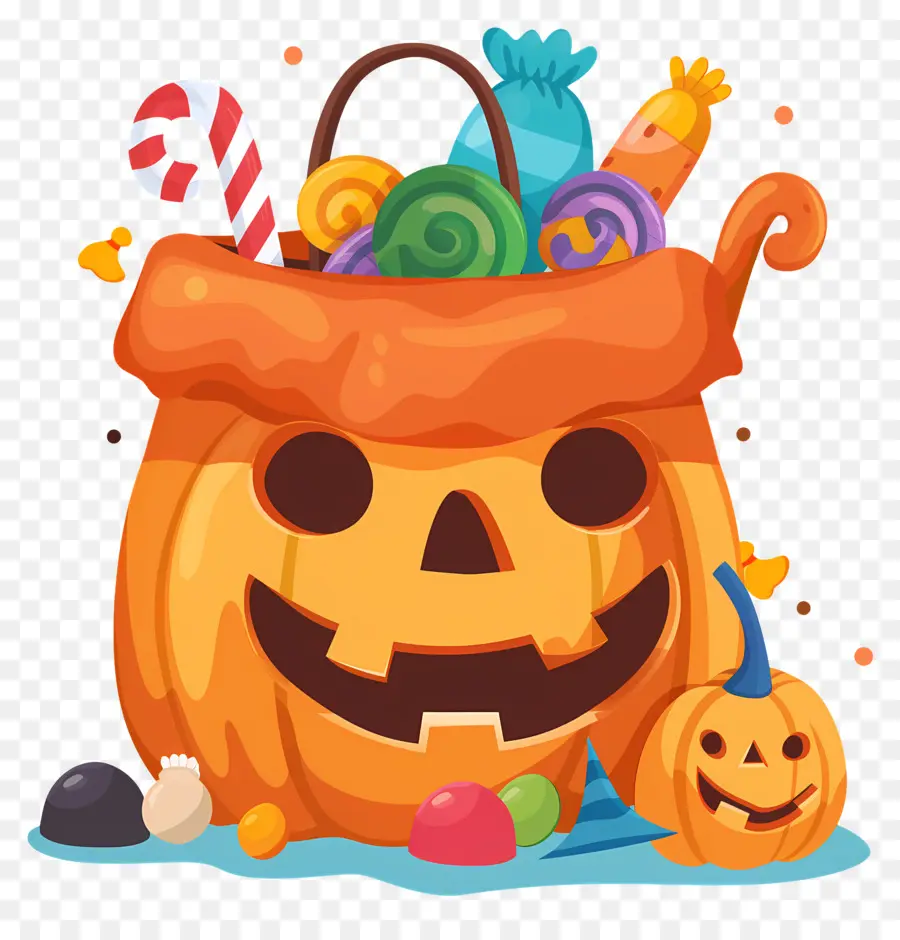 Cesta De Halloween，Bolsa De Calabaza PNG