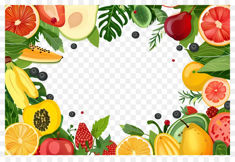 Fondo De Comida，Marco De Frutas PNG