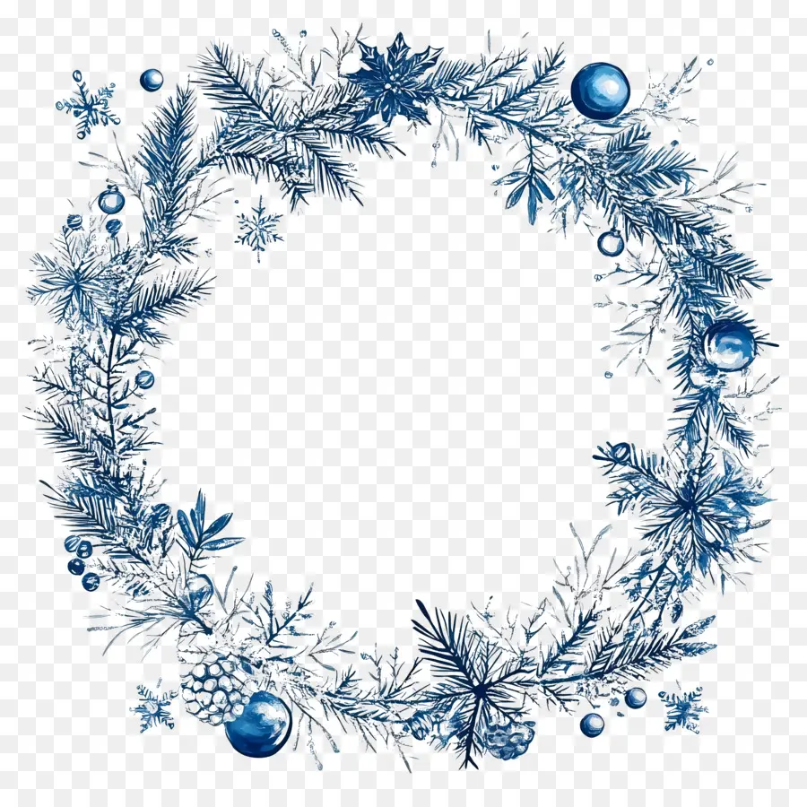 Marco De Navidad Azul，Corona Azul PNG