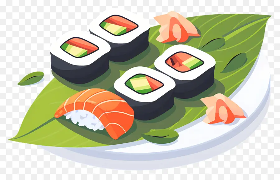 Sushi En Hoja，Japonés PNG