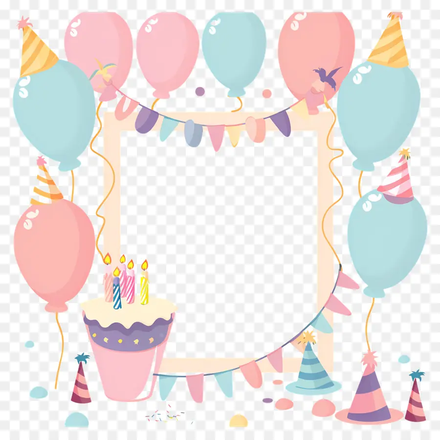 Fondo De Cumpleaños，Marco De Fiesta Con Globos PNG