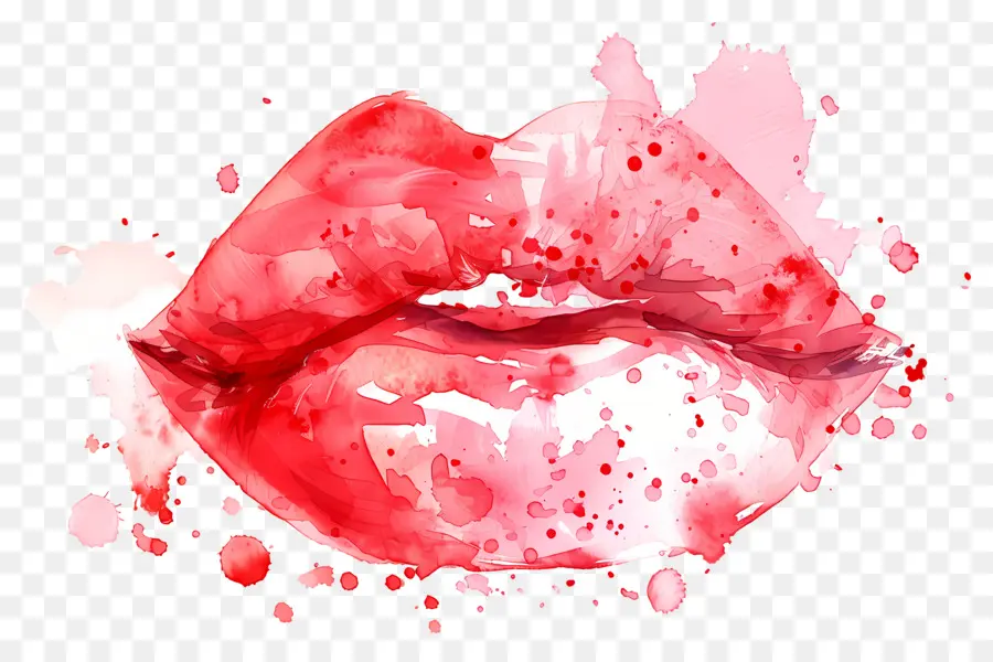 Marca De Beso，Labios De Acuarela PNG