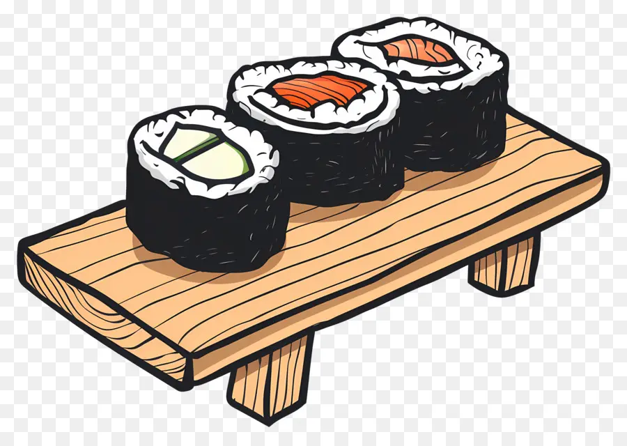 Rollo De Sushi，Rollos De Sushi En Un Plato PNG