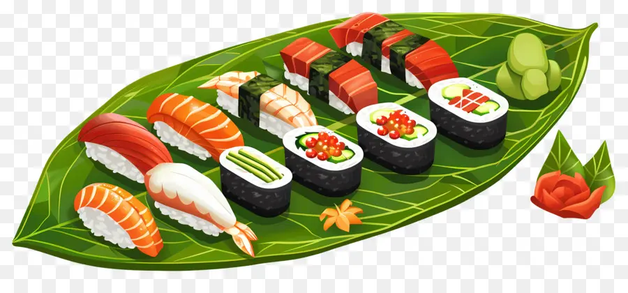 Sushi En Hoja，Japonés PNG