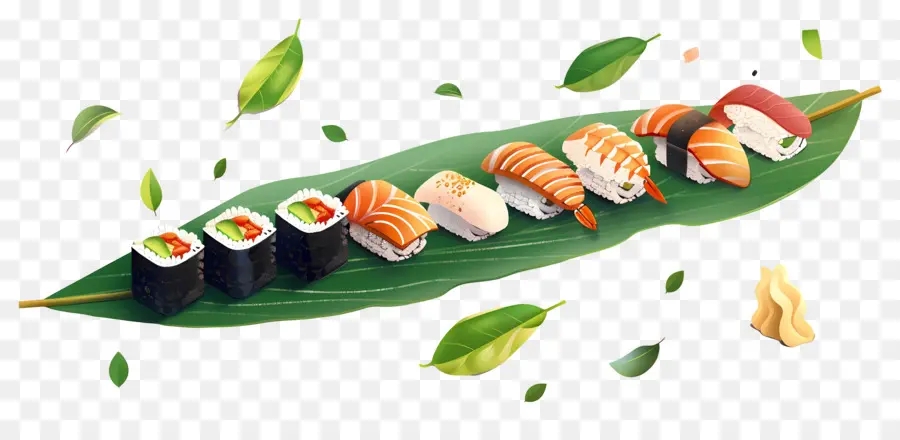 Sushi En Hoja，Japonés PNG