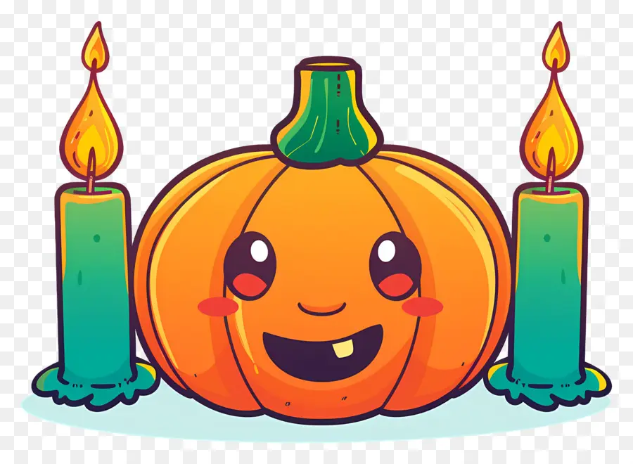 Velas De Halloween，Linda Calabaza Con Velas PNG