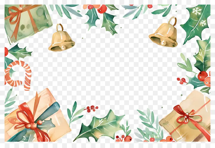 Fondo De Navidad，Campanas Y Regalos Navideños PNG