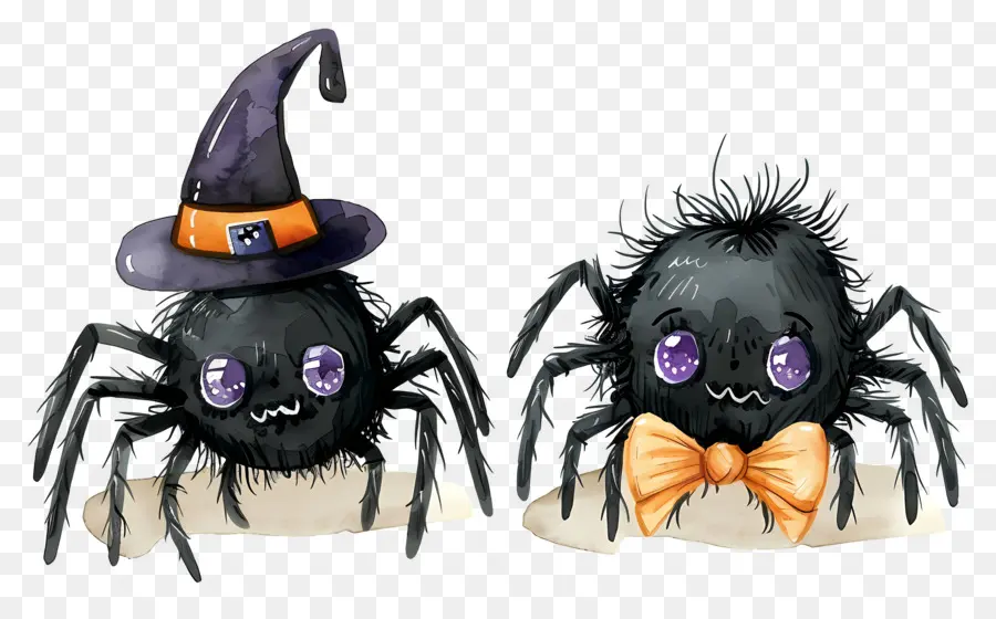 Arañas De Halloween，Arañas Con Sombrero PNG