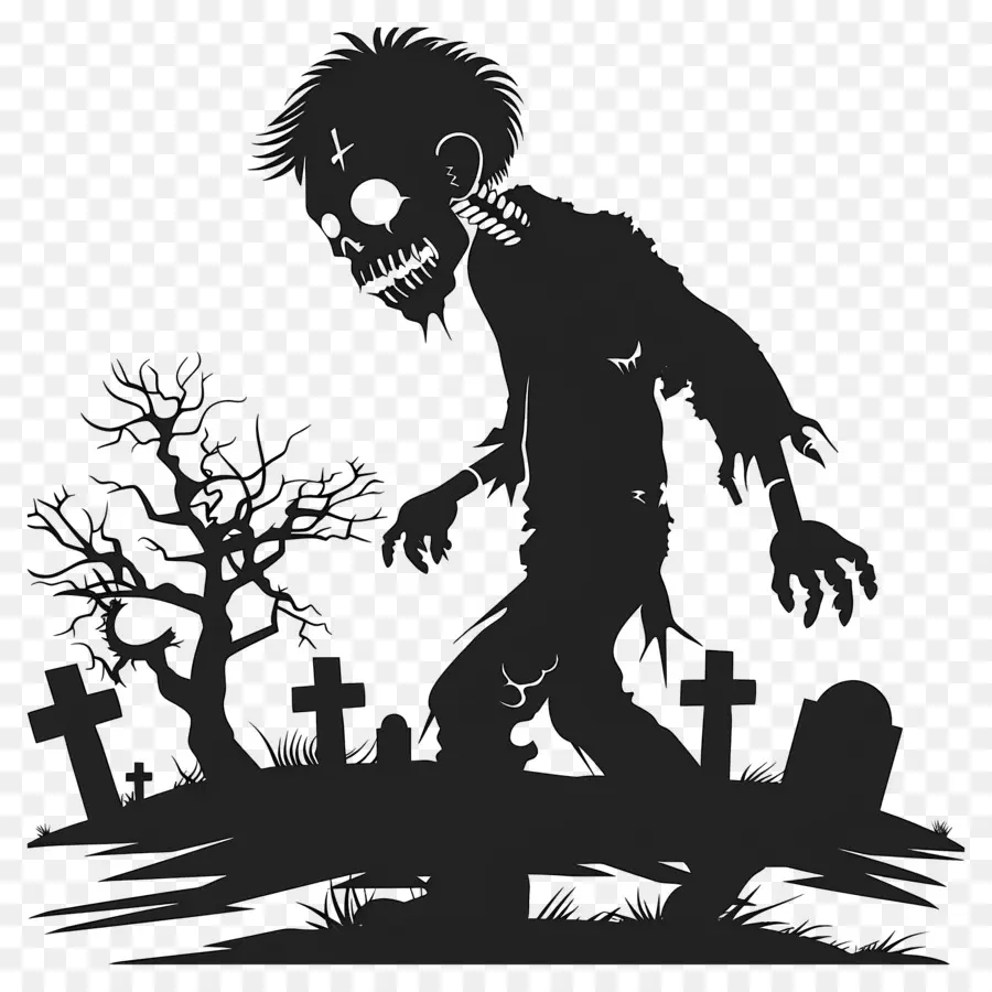 Silueta De Halloween，Silueta Zombi PNG