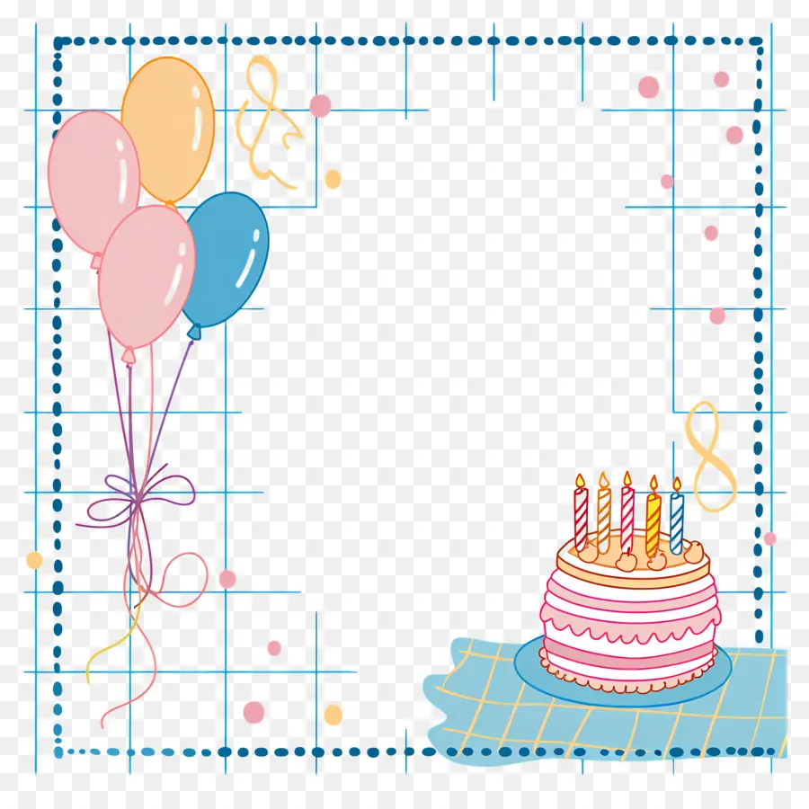 Fondo De Cumpleaños，Pastel De Cumpleaños Y Globos PNG