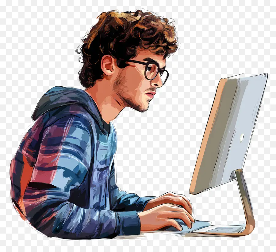 Estudiante De Informática，Persona Con Computadora PNG