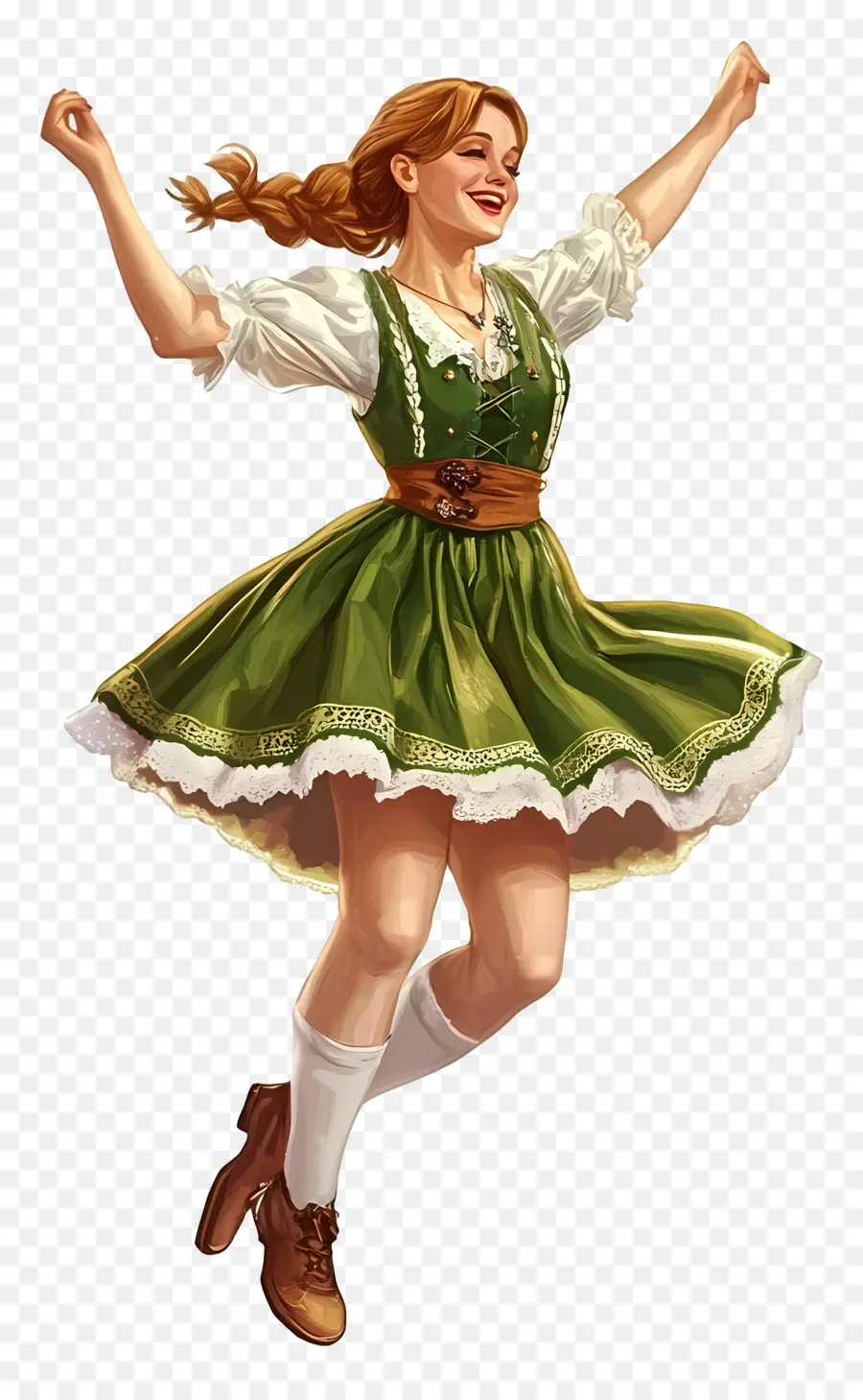 Bailarina Del Oktoberfest，Mujer En Traje Tradicional PNG