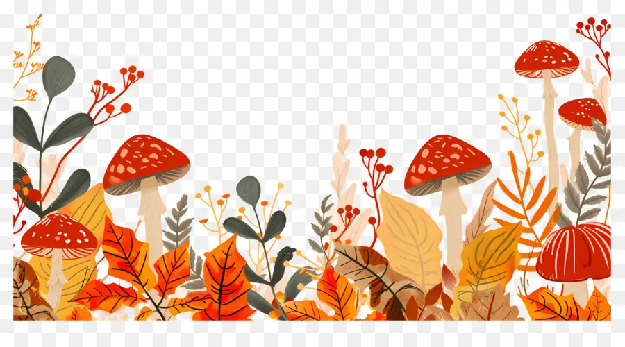 Fondo De Otoño，Hongos PNG