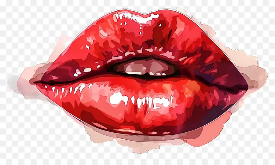 Mancha De Beso，Labios De Acuarela PNG