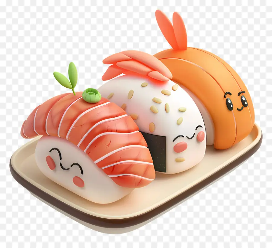 Sushi De Dibujos Animados，Conjunto De Sushi PNG