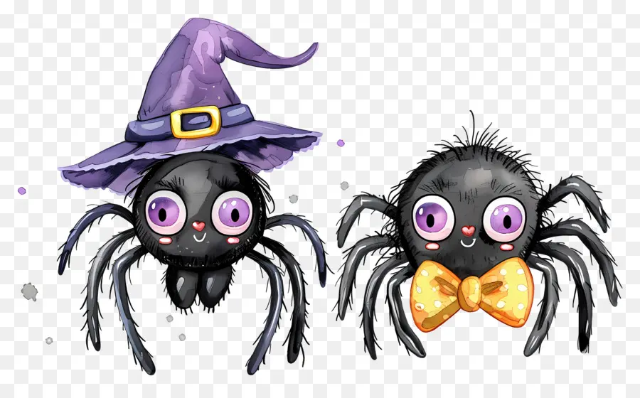 Arañas De Halloween，Arañas Con Sombrero PNG