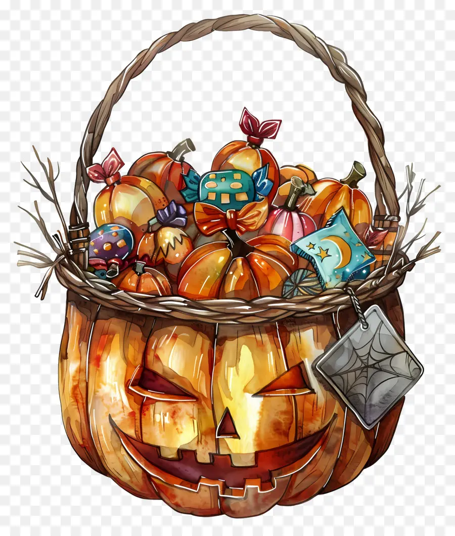 Cesta De Halloween，Cesta De Calabaza PNG