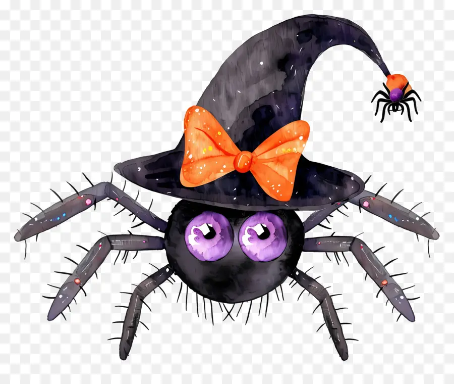 Araña De Halloween，Araña Con Sombrero De Bruja PNG