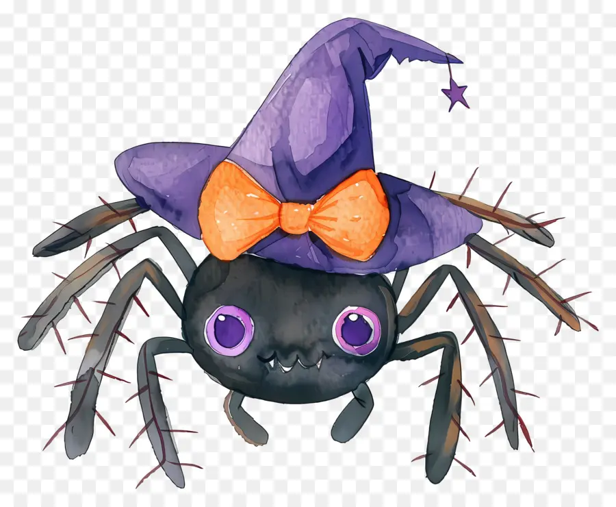 Araña De Halloween，Araña Con Sombrero De Bruja PNG