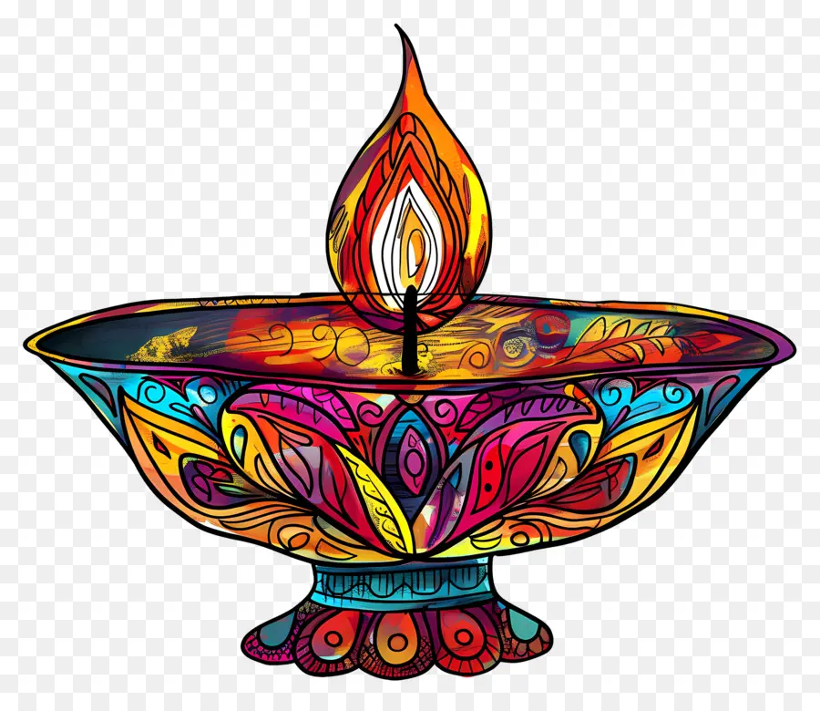 Diwali Diya，Diya Colorida PNG