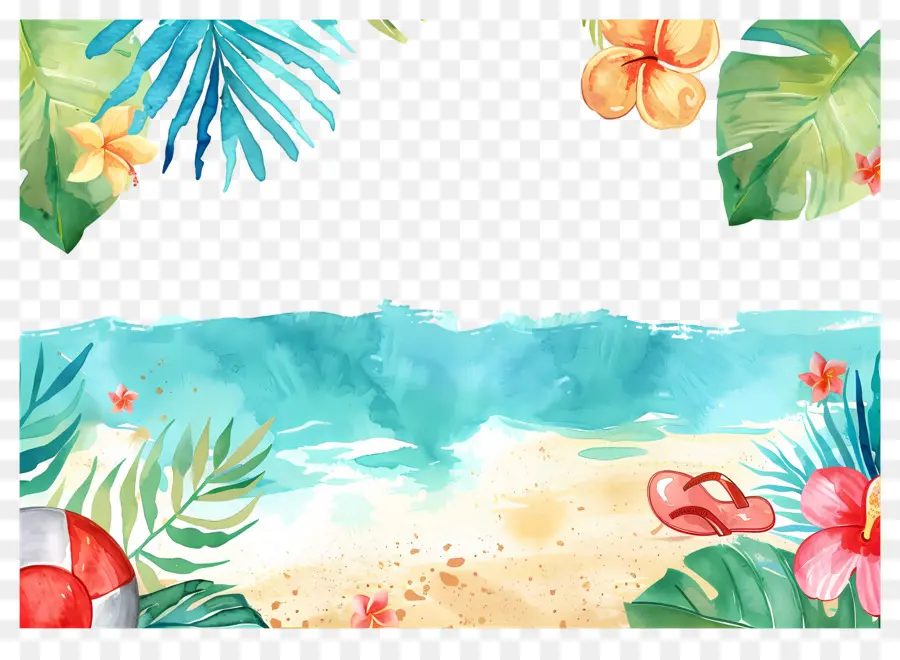 Fondo De Verano，Escena De Playa PNG