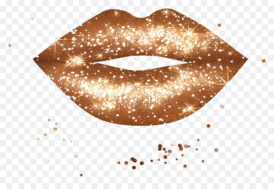 Beso Brillante，Labios Dorados PNG